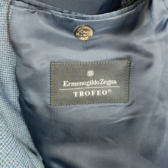 Ermenegildo Zegna Trofeo Blazer Men's 56R 2XL Wool Sport Coat Switzerland Check